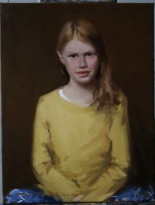 child portrait painting of Mathilda. Oils on canvas