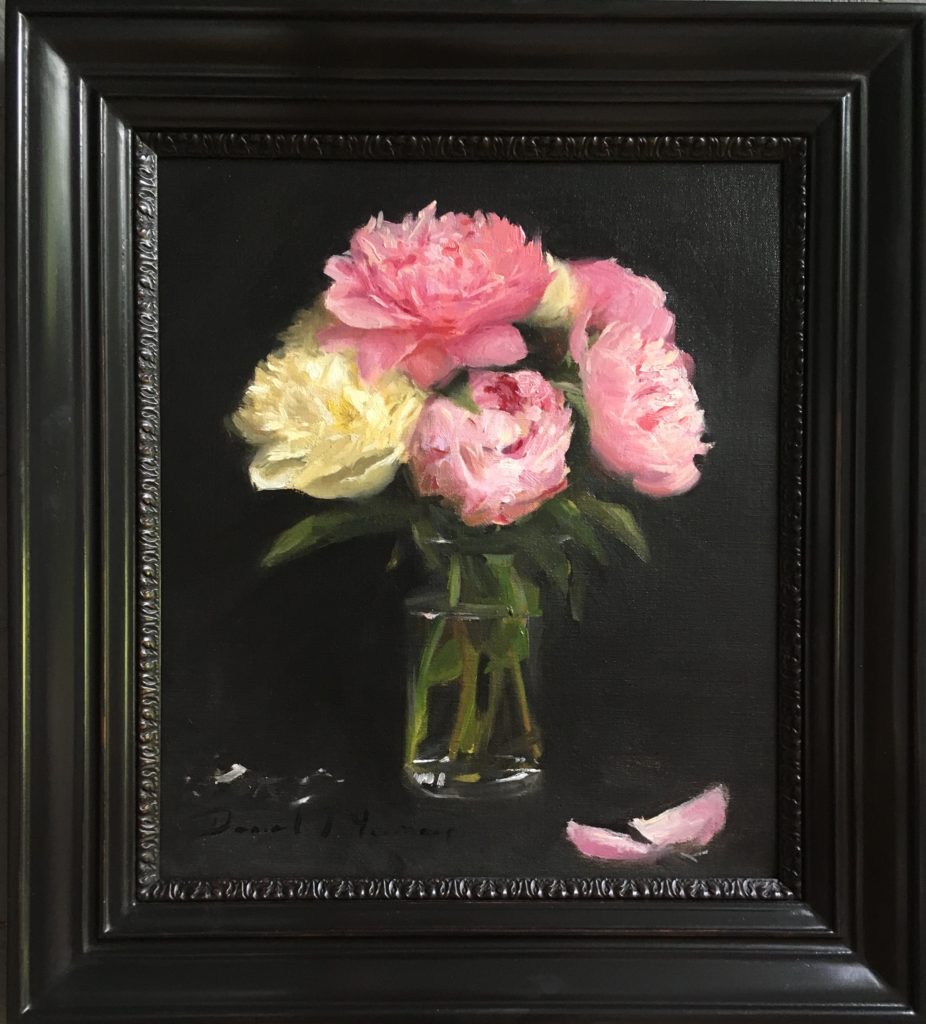 Still life painting of Peonies in a vase by Daniel James Yeomans