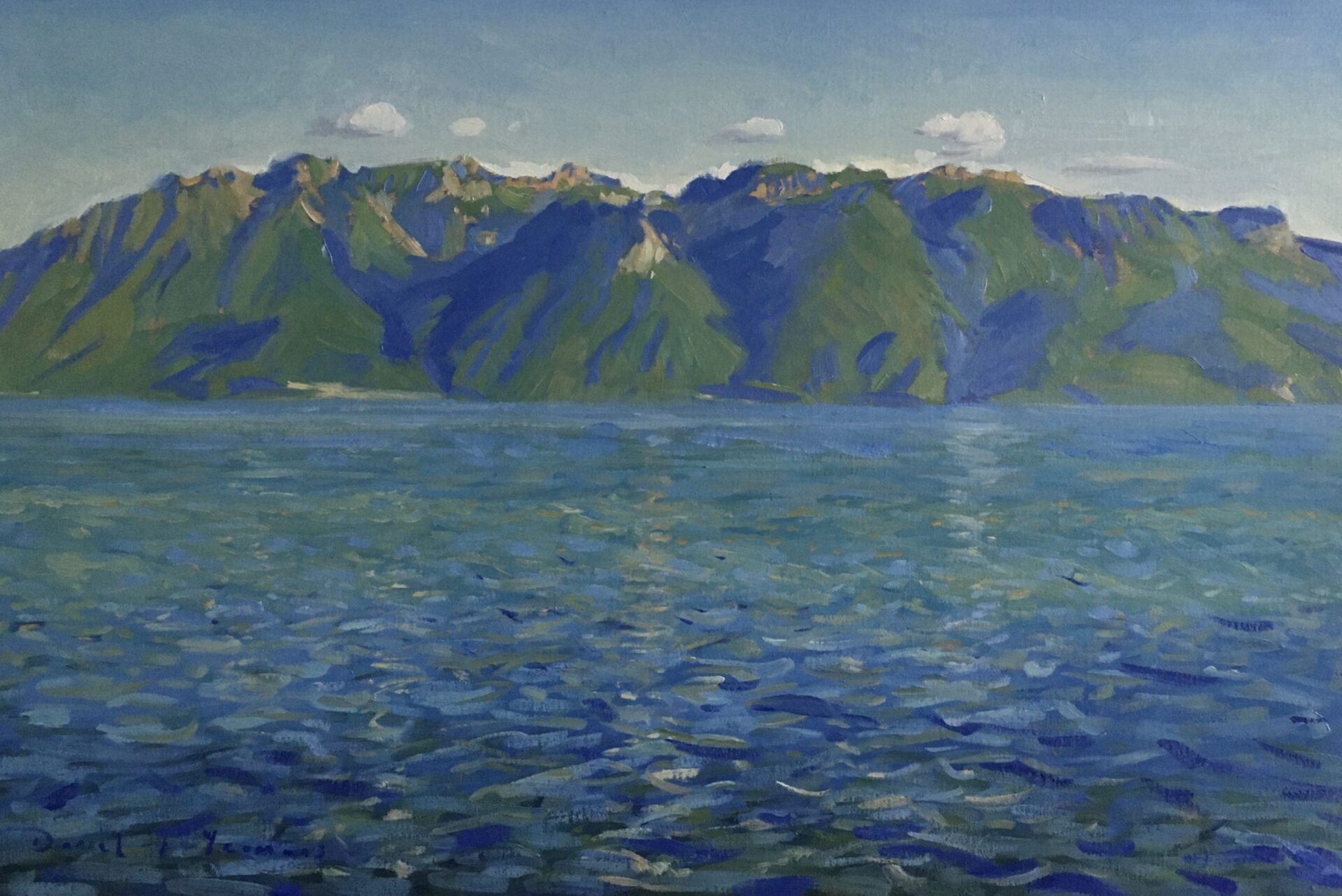 Oil painting of Lac Léman on a summers afternoon