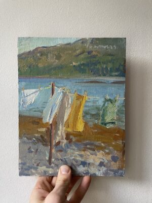 Oil sketch of the Washing line, Lochcarran