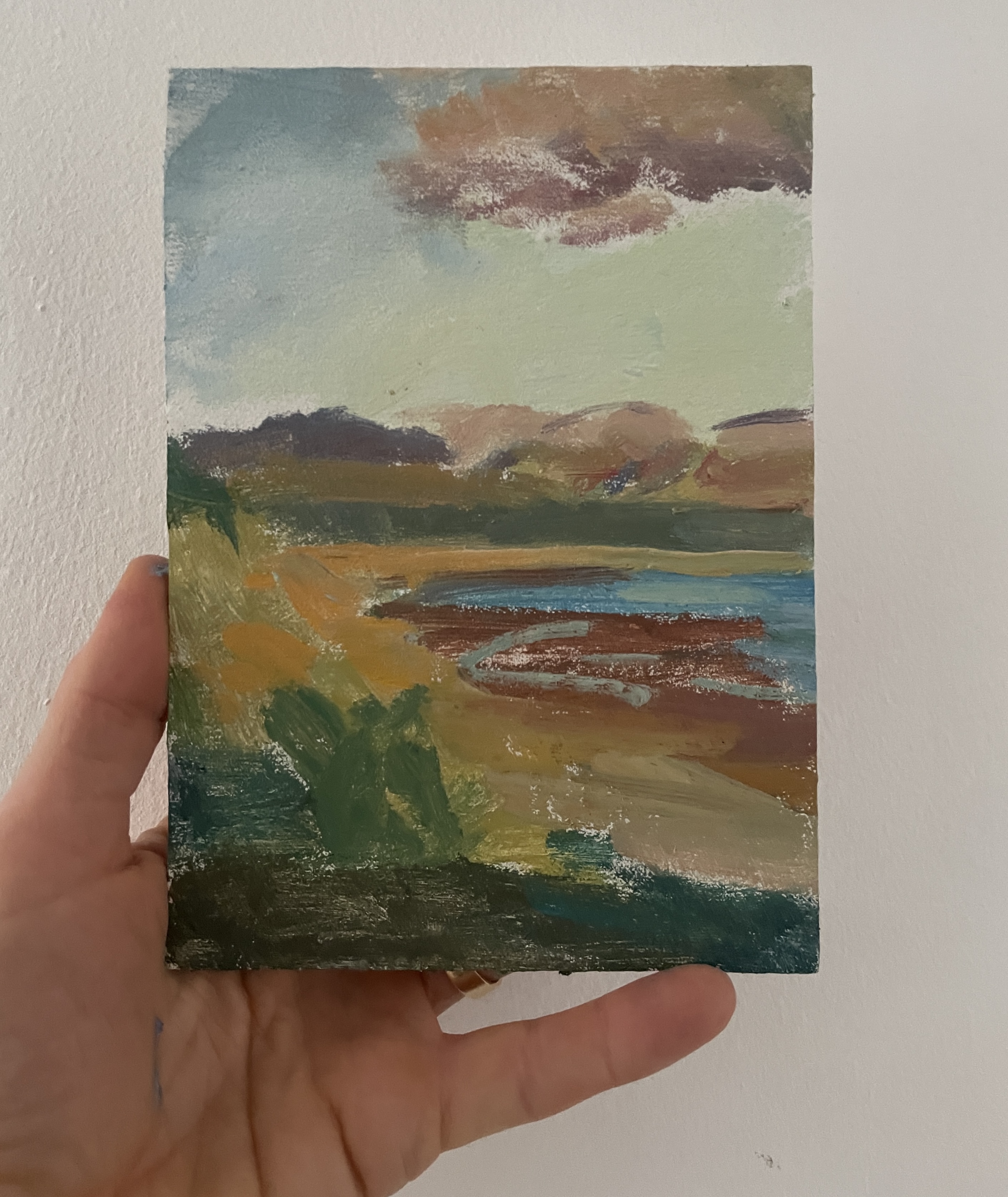 oil sketch of Sunset colours , Llanddwyn beach