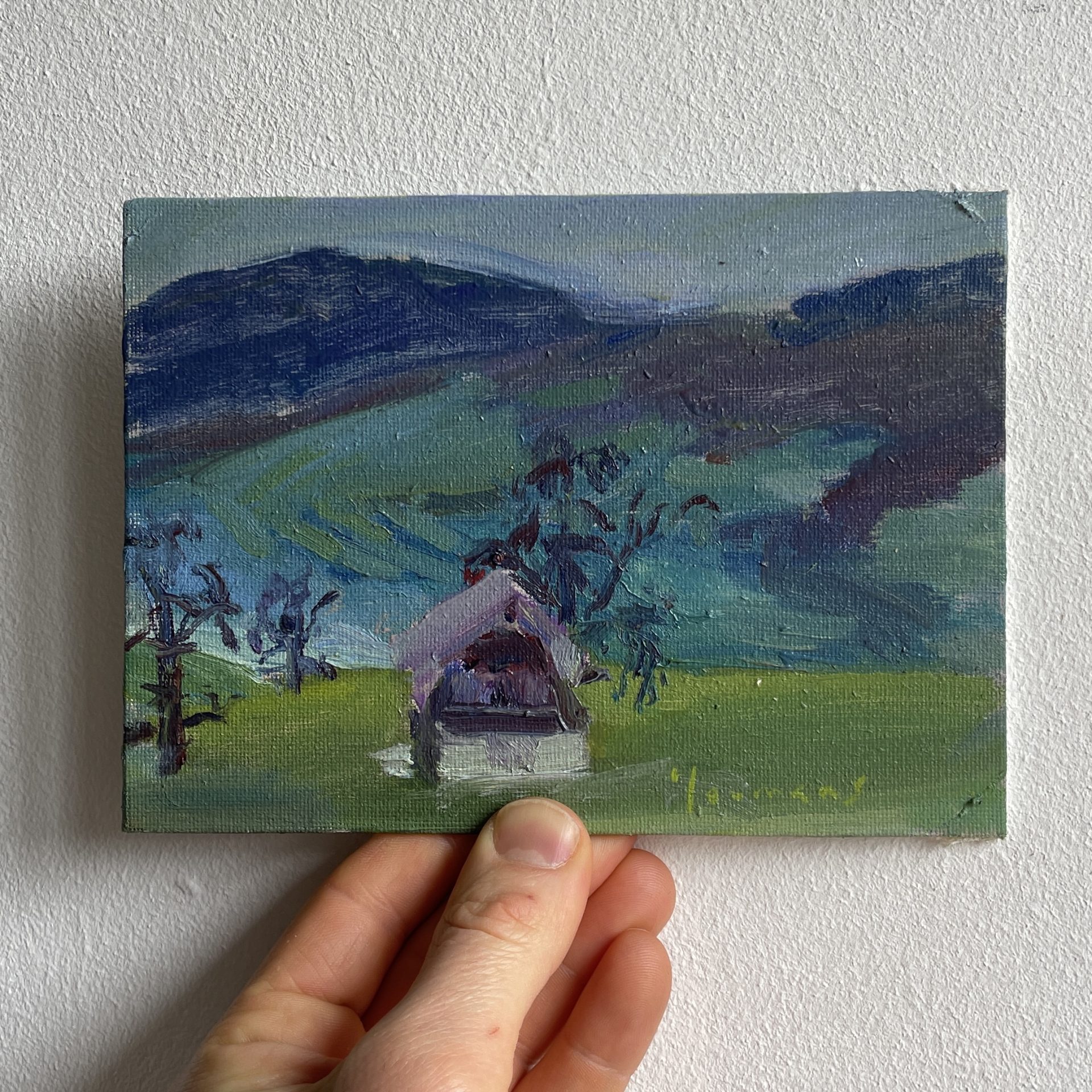 oil painting of Sarnersee with green reflections