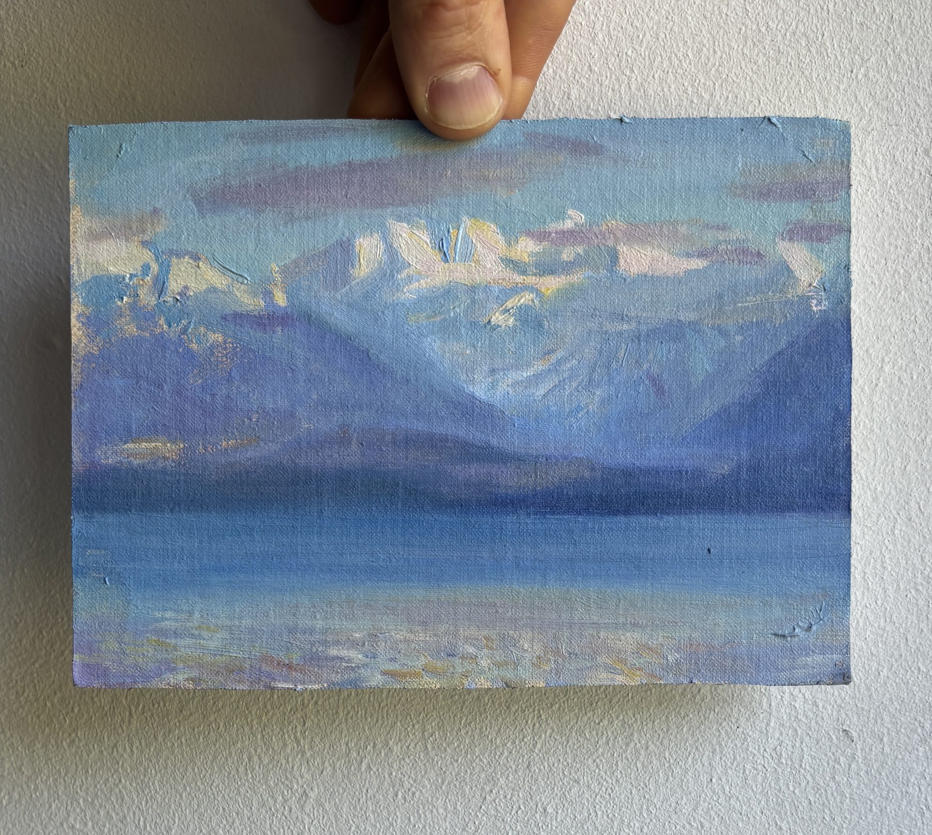 oil painting of lake Thun